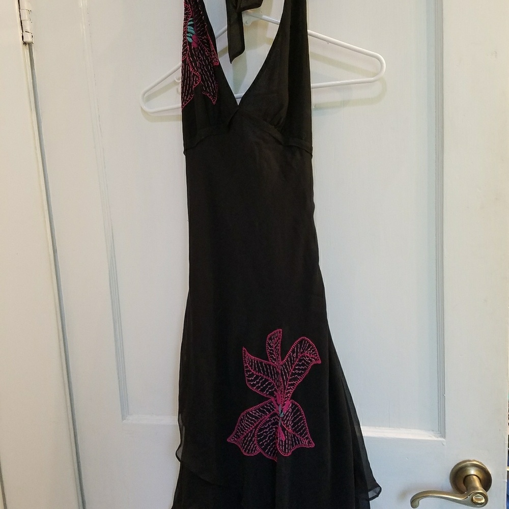 Black chiffon halter dress